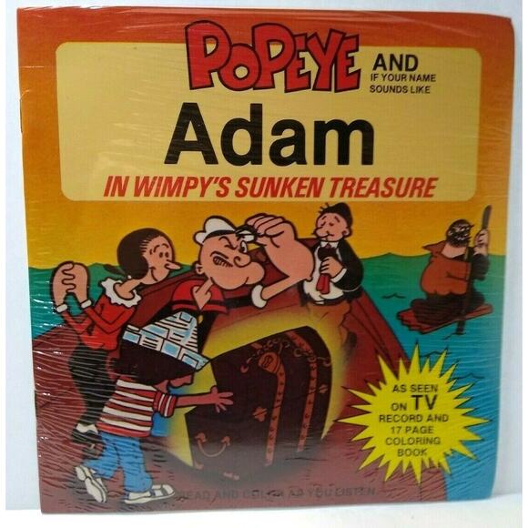 Popeye In Wimpy's Sunken Treasure Sealed 7" Vinyl Record 17 Page Book Adam - Picture 1 of 4